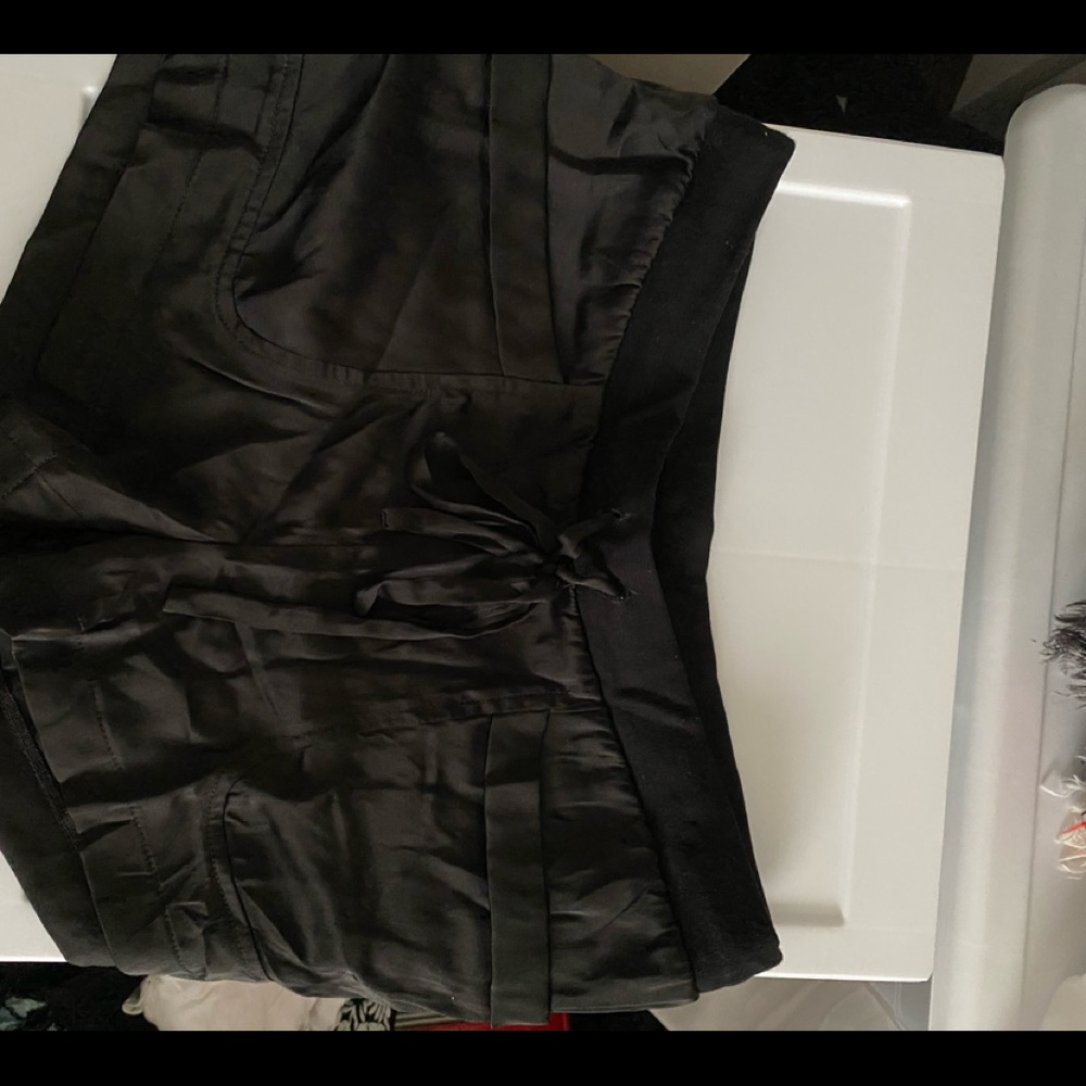 Bcbg black silk tie shorts